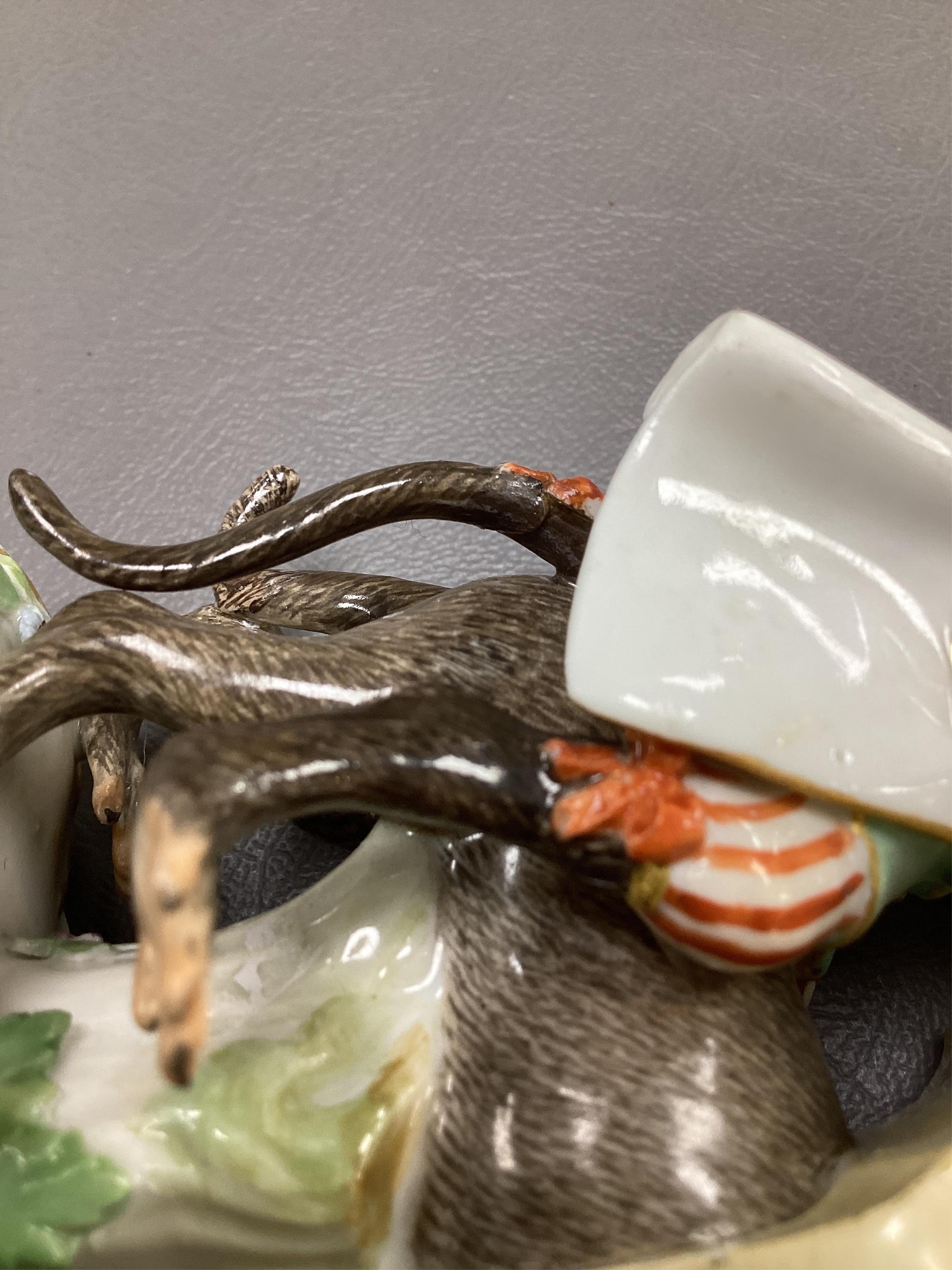 Two Meissen monkey band figures, 20th century